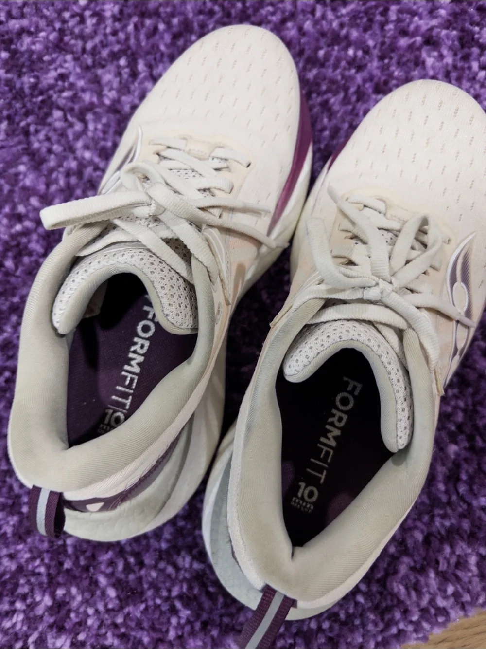 Women's Neutral and Purple Lace-Up Running Sneakers